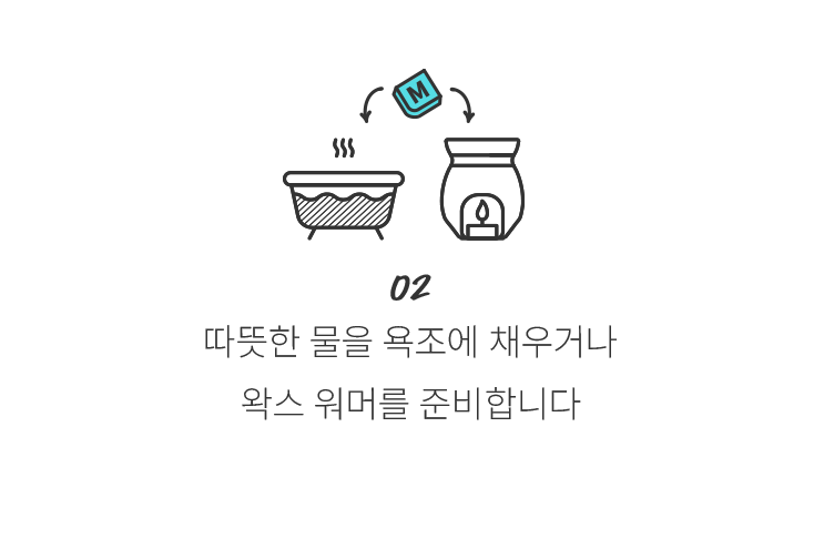 02 따뜻한 물을 욕조에 채우거나 왁스 워머를 준비합니다