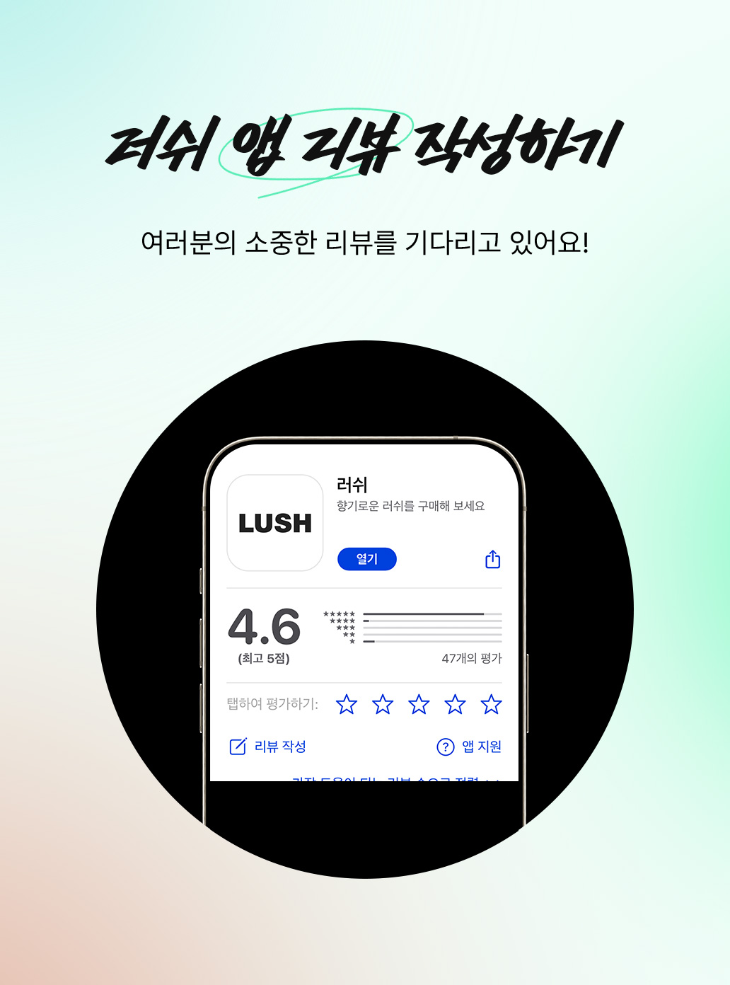 러쉬 앱 리뷰 작성하기